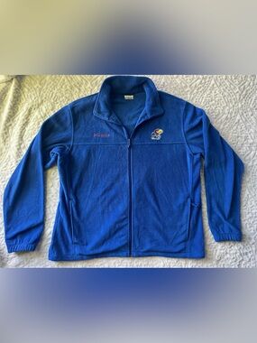 Columbia Men’s KU Jayhawks Full Zip Fleece Blue Jacket | Size XL